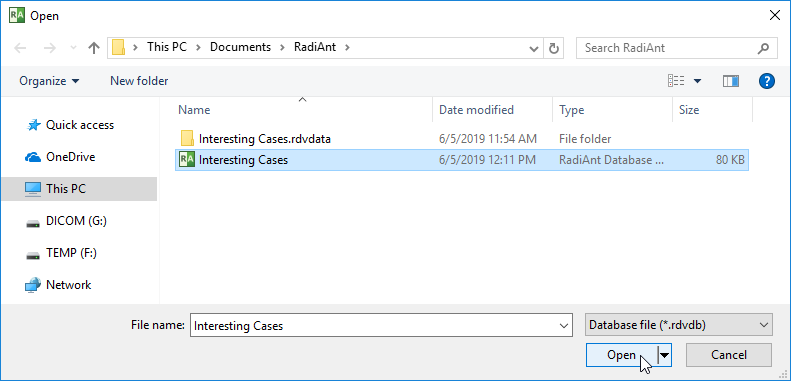 打开数据库对话框