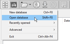 打开数据库菜单