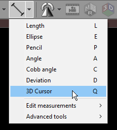 3D 光标工具栏菜单