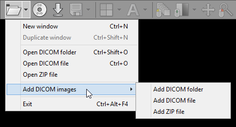 添加 DICOM 图像下拉菜单