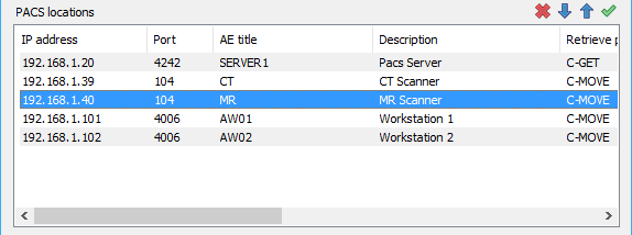 PACS 主机操作图标
